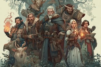 do your dnd rpg character or party illustration art