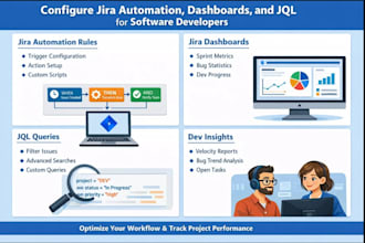 configure jira automation, dashboards and jql for software developers