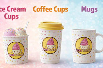 create a custom coffee mug coffee cup and ice cream cup design