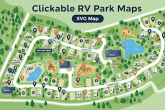 design clickable rv park map caravan park, plat map campground site plan svg map