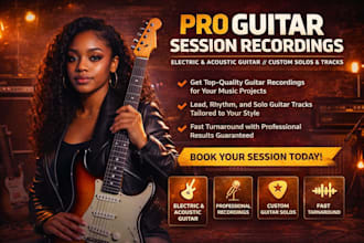 record electric or acoustic guitar solo, lead or rhythm guitar tracks