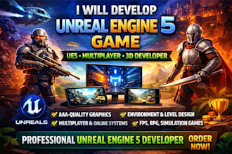 develop unreal engine 5 game, ue5 multiplayer game, 3d game developer
