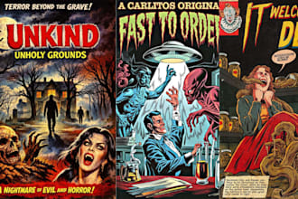 draw dark fantasy horror illustration retro vintage comic book pop sci fi  art