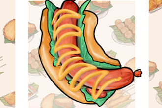 draw foods illustration for your in a unique style