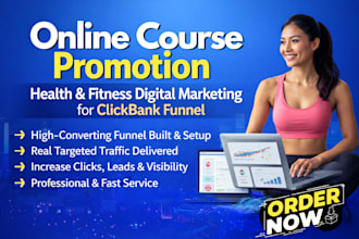 online course promotion health and fitness digital marketing clickbank funnel