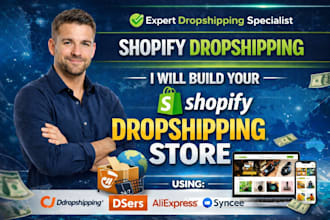 build shopify dropshiping via cj dropshiping dsers aliexpress syncee autods