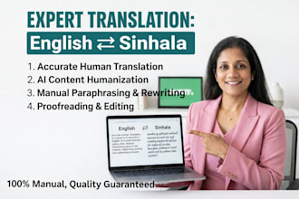 humanize ai content manually and translate english to sinhala and vice versa