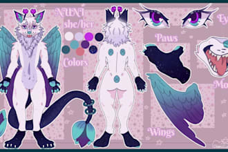 draw furry character reference sheet commission nsfw ref sheet oc for fursuit