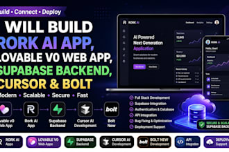 build rork ai app, lovable v0 web app, supabase backend, cursor bolt