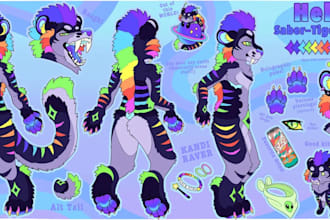 draw nsfw or sfw furry art furry reference sheet ref sheet of fursona character