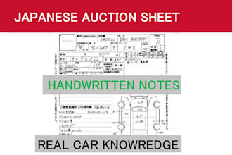translate and explain japanese car auction sheets including handwritten notes