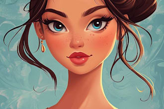 draw a portrait in semi realism disney cartoon style