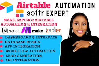 setup airtable database, softr webapp, airtable automation and client portal