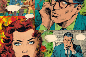 retro comic art, pulp poster, pop art retro vintage illustration comic cover art