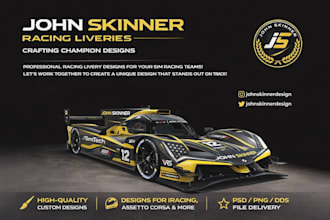 design car livery for iracing,  lemans ultimate, and assetto corsa