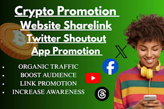 strategically share and promote your website across twitter, ig, fb to a massive