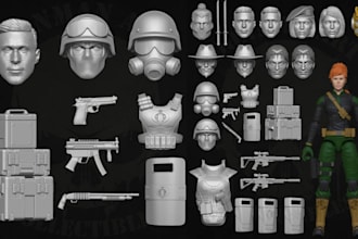 sculpt 3d printable action figure, character design toy prototype for printing