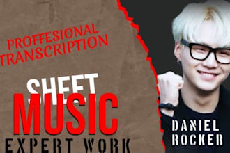 do professional music transcription to sheet music, lead sheet, and midi