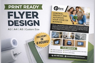 design print ready flyer a5, a4, a3 or custom size