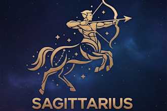 design a creative and powerful sagittarius logo for your brand