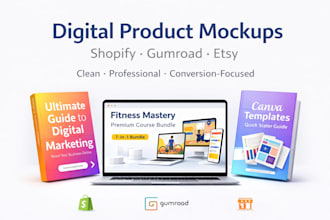 create digital product mockups for shopify, gumroad, etsy, and online shops