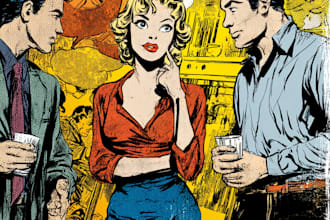 design retro comic page illustration, nsfw vintage retro comic book art, pop art