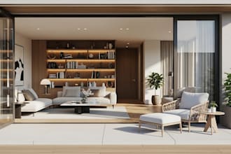 do 3d render furniture on background interior, outdoor