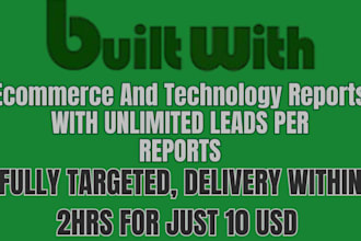 provide shopify or any tech stack reports using builtwith pro