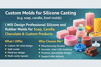 silicone and rubber molds for soap, candle, chocolate and custom product