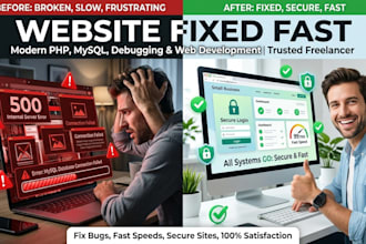 fix PHP bugs, mysql errors, API issues, and website problems