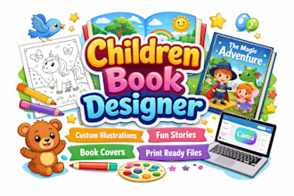 design children book, illustrations and full book layout