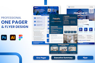 design one pager, corporate flyer, executive summary