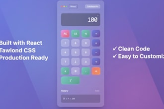 provide a modern react calculator website with glassmorphism UI