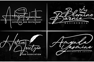do handwritten, scripted, signature and cursive logo