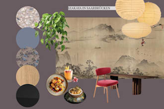 design a cozy interior concept for one room