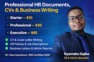 create professional HR docs, cvs, business letters and administrative reports