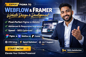 design, redesign webflow or framer website, figma to webflow, figma to framer
