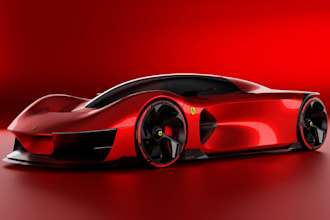 design and render 3d car modeling, vehicle in photorealistic renders
