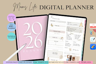 design a beautiful mom life digital planner for busy and overwhelmed mothers