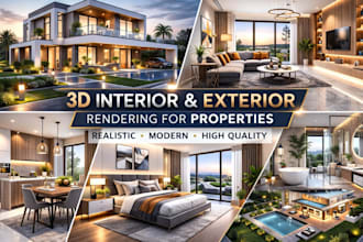 do luxury photorealistic 3d kitchen interior rendering for homes in 24hrs