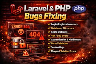 fix laravel and PHP bugs, errors, and database issues