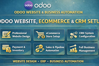design odoo website ecommerce store and CRM setup