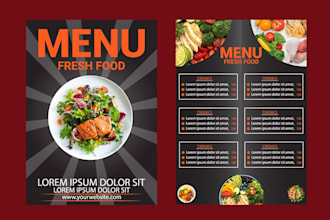 create custom menu design, food menu, restaurant menu, digital menu