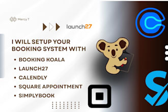 set up bookingkoala website, launch27, calendly, simplybook square appointments