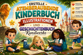 erstelle atemberaubende kinderbuchillustrationen und geschichtenbuch kunstwerke