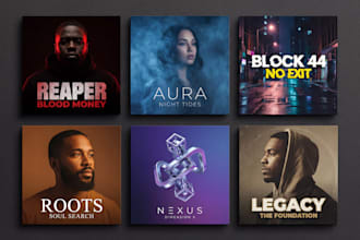 design a cinematic rap or hiphop album cover