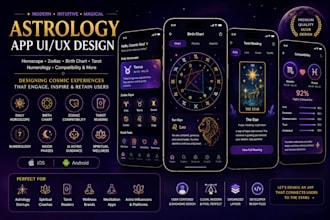 design astrology, horoscope, zodiac and birth chart mobile app UI UX
