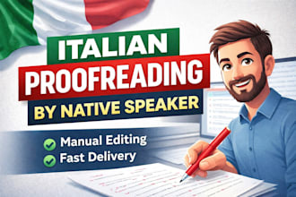 manually proofread and edit your italian text like a native speaker