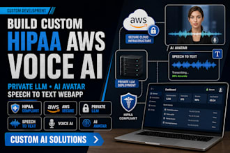 build custom hipaa aws voice ai avatar, private llm deploy speech to text webapp