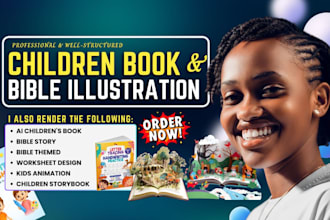 do ai children book, bible illustration, whimsical book, children storybook, kdp